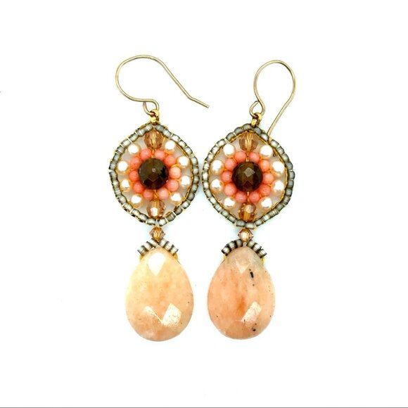 Flower Quartz Dangle Earrings - Picture 1 of 5